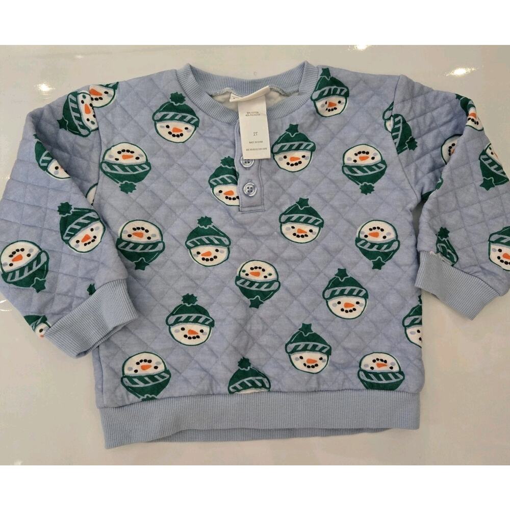 Berkeley Jensen Snowman Quilt Sweater Blue Unisex Size 2T Holiday Christmas Ugly